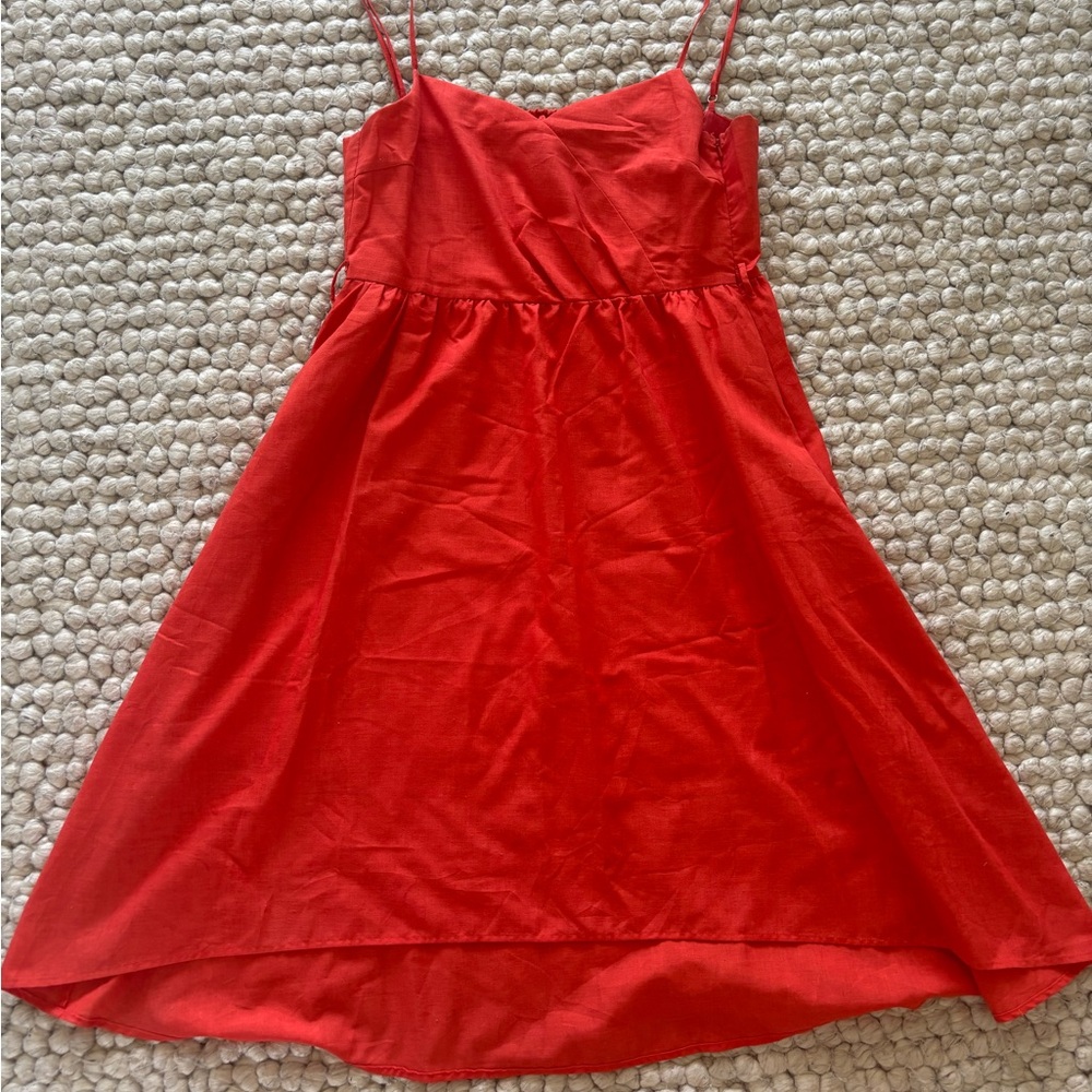 Red Sleeveless Covet Midi Dress